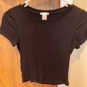 rag stock “bozzolo” black short sleeved crop top